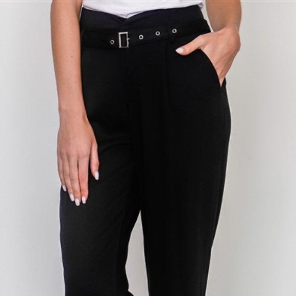 ASTRID BELTED TIE TROUSERS (BLACK) - Picture 8 of 8